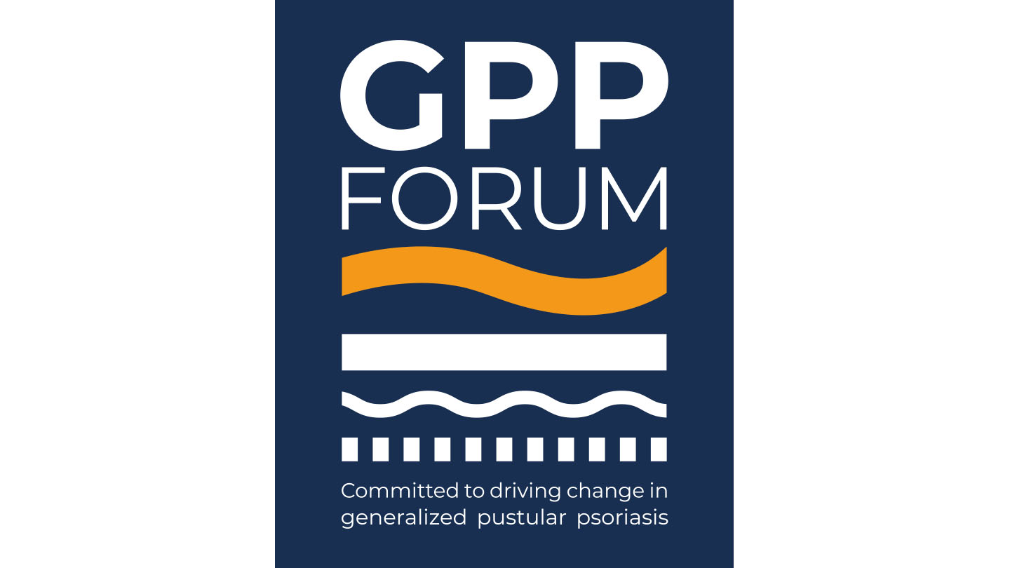 The logo for the generalized pustular psoriasis (GPP) Forum with a strapline that reads "Committed to driving change in generalized pustular psoriasis"