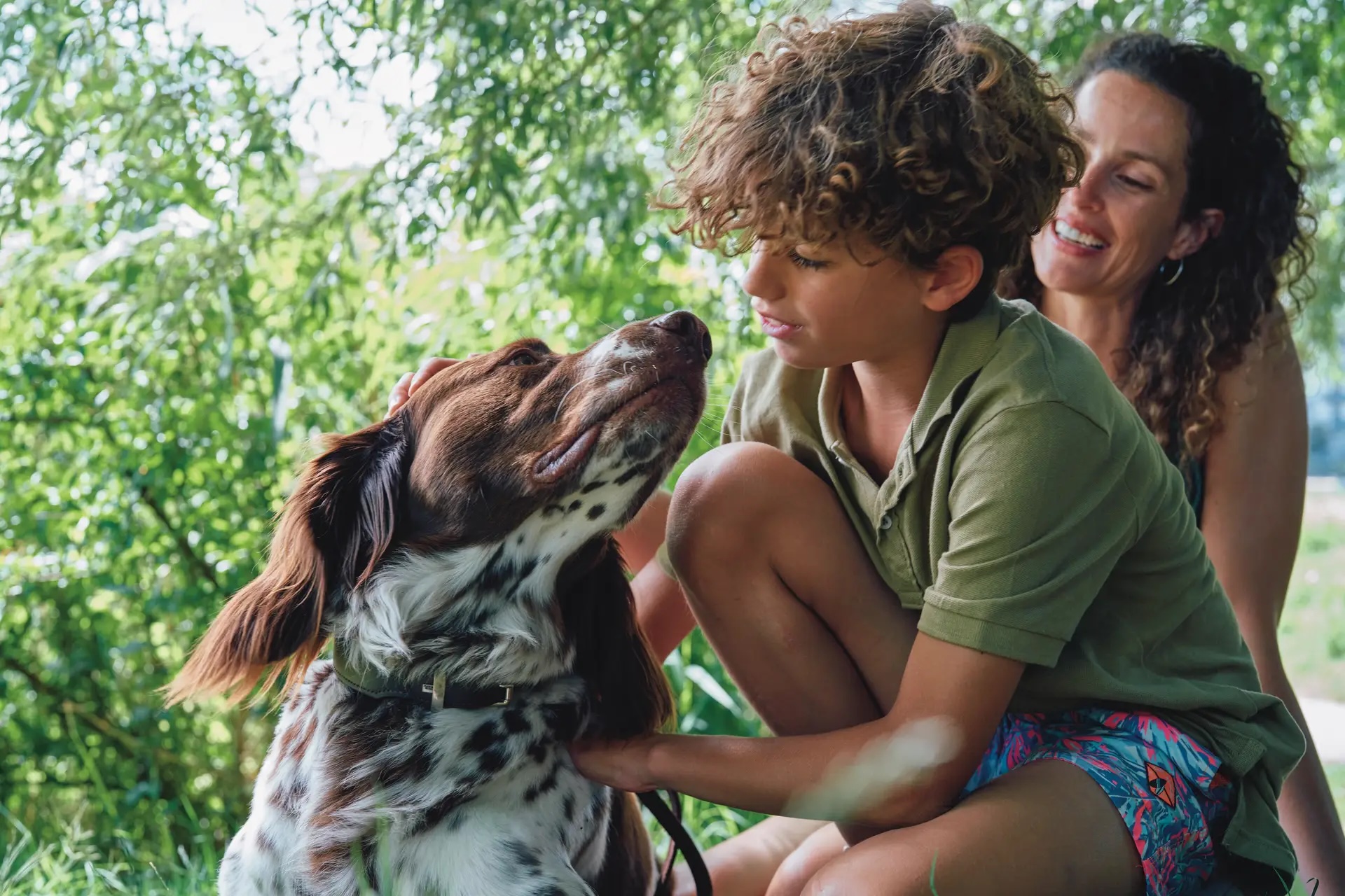 family with dog