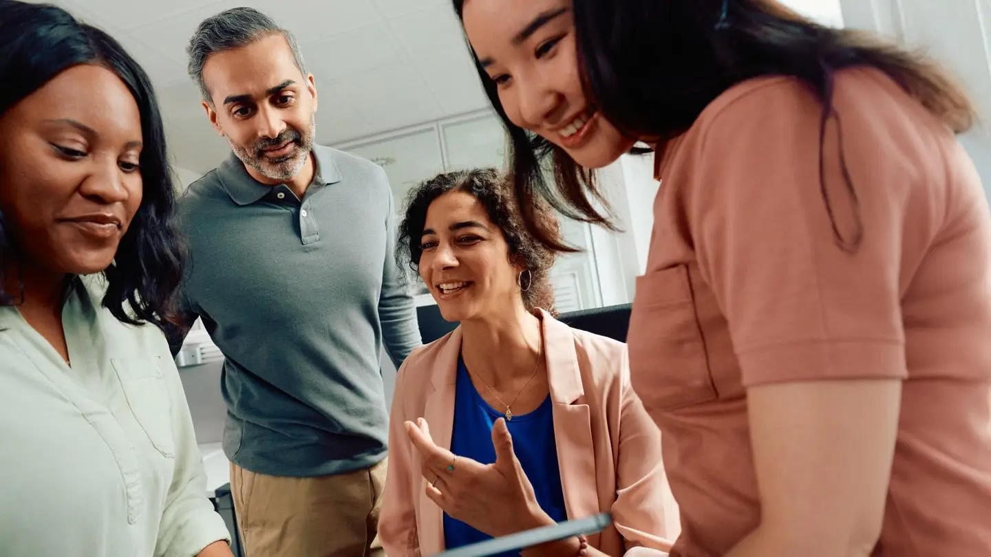 employees smiling