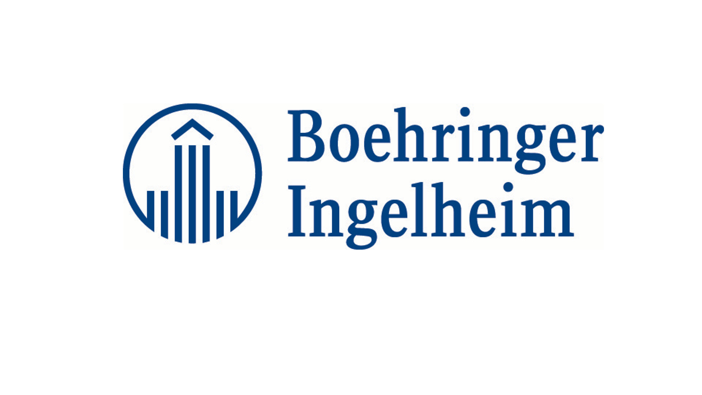 The current Boehringer Ingelheim logo, depicting a stylized motif of the central section of the imperial palace in Ingelheim