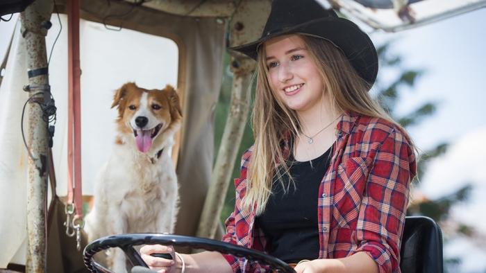 hero image girl with dog