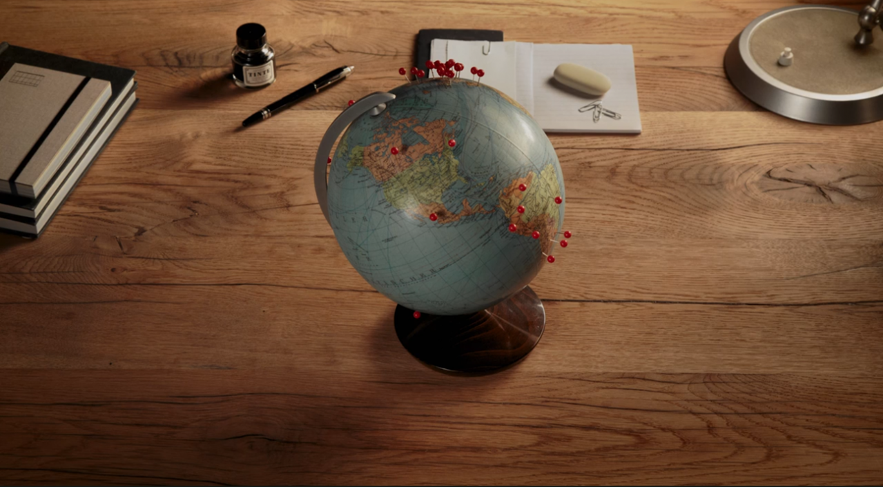 globe on wooden table